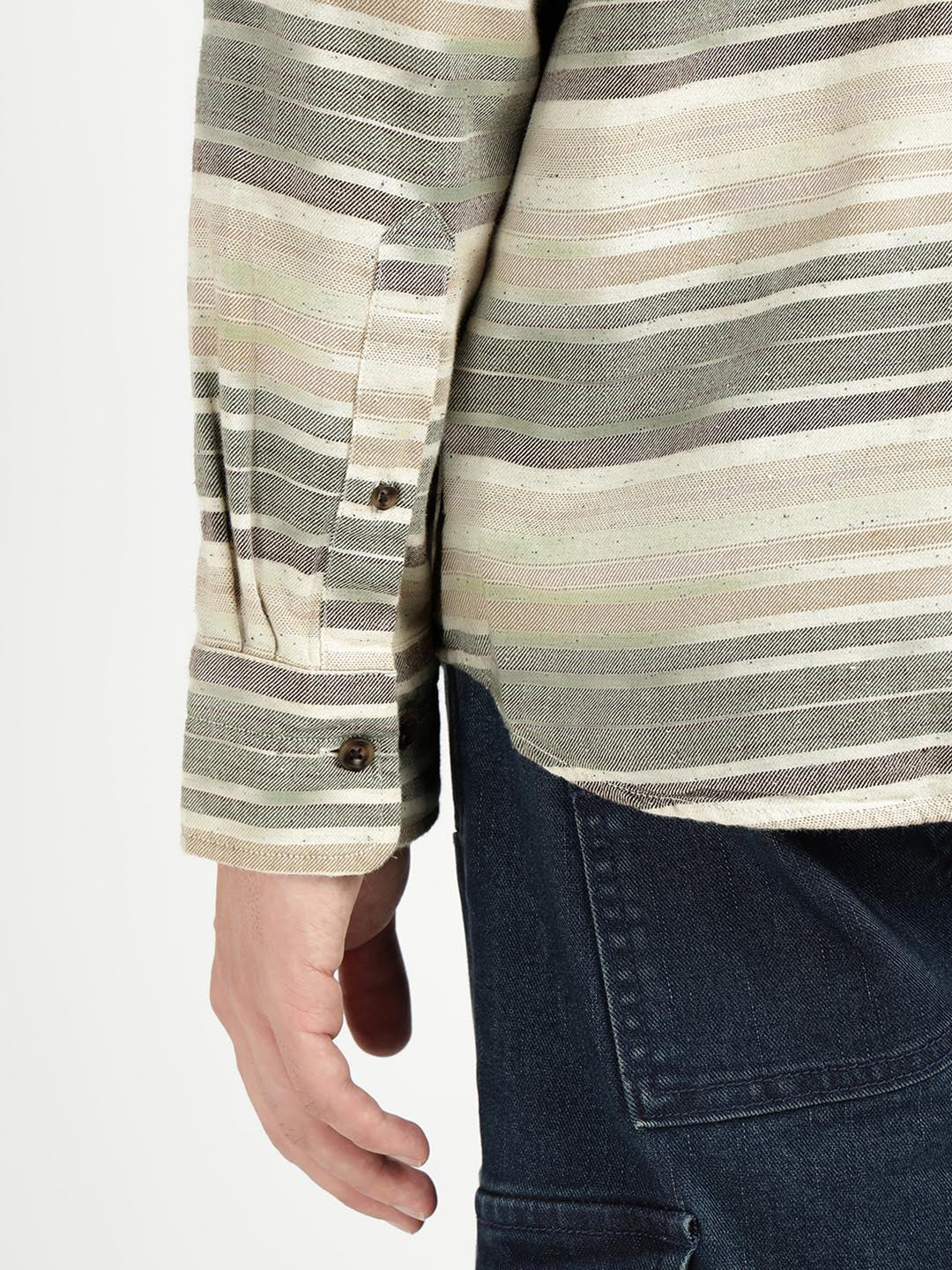 Gant Men Green Striped Collar Shirt