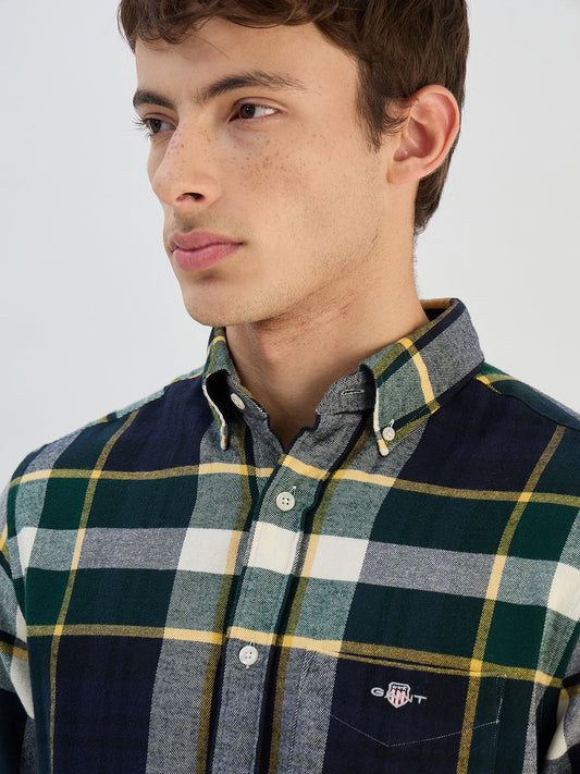 Gant Men Green Check Collared  Regular Fit Shirt