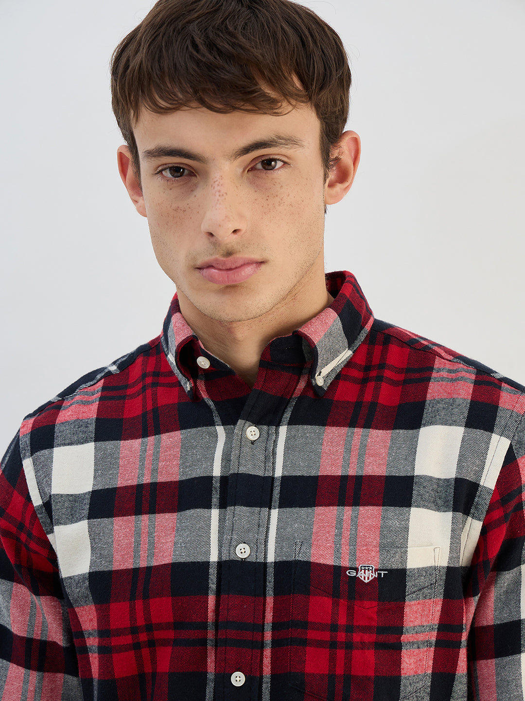 Gant Men Red Check Collared  Regular Fit Shirt