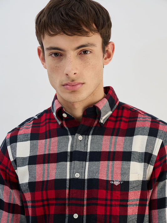 Gant Men Red Check Collared  Regular Fit Shirt