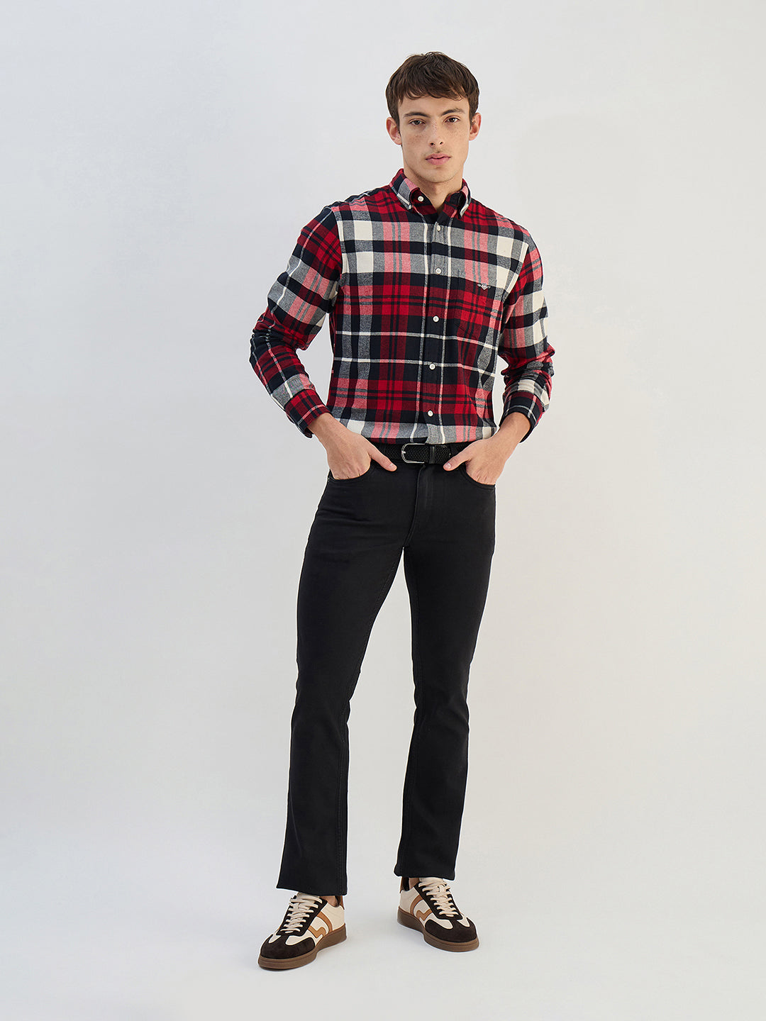 Gant Men Red Check Collared  Regular Fit Shirt