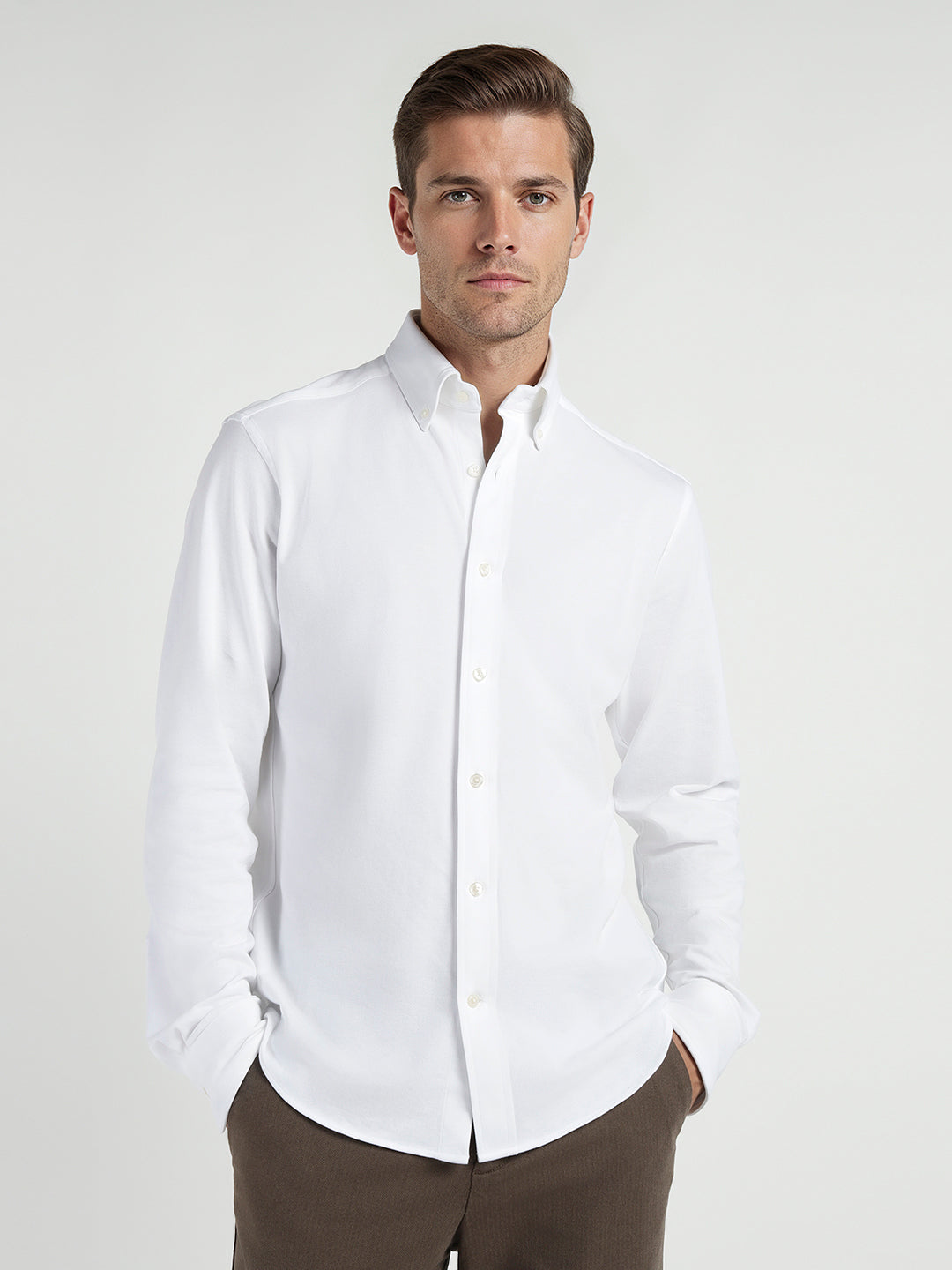 Gant Men White Solid Collar Shirt