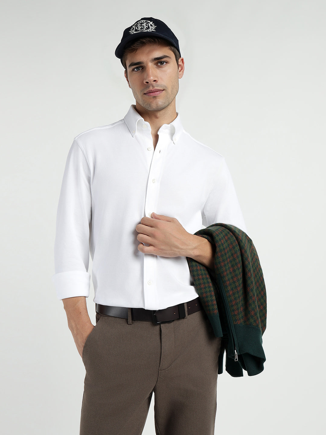 Gant Men White Solid Collar Shirt
