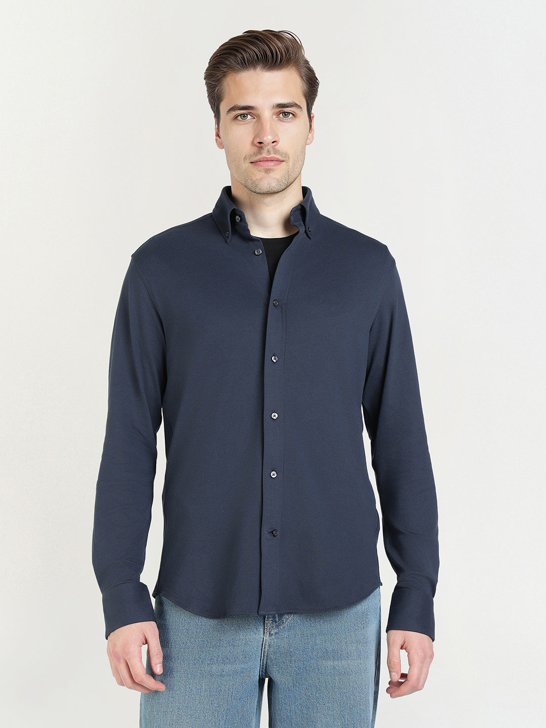 Gant Men Blue Solid Collar Shirt