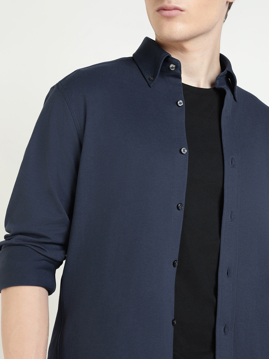 Gant Men Blue Solid Collar Shirt