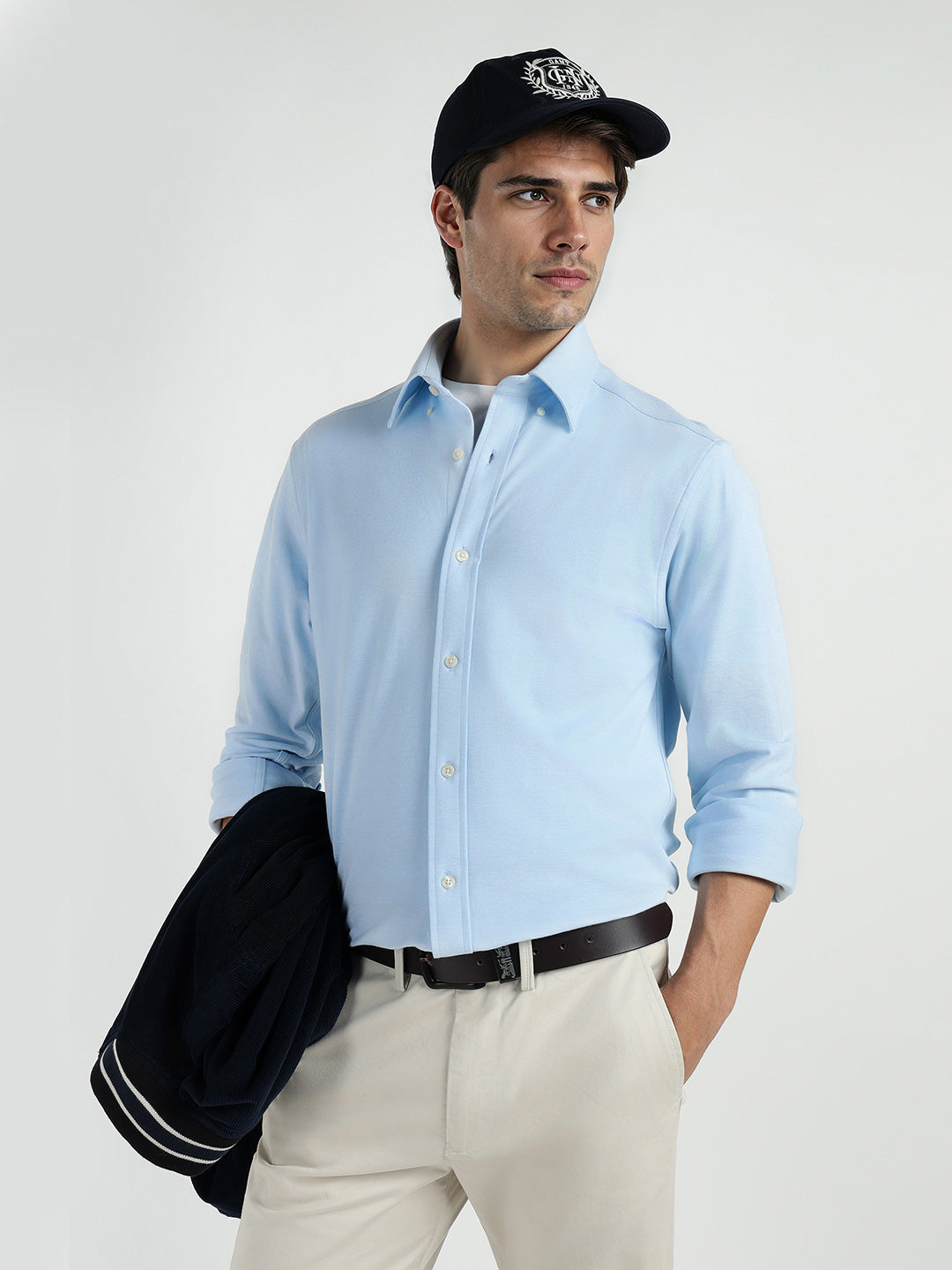 Gant Men Blue Solid Collar Shirt