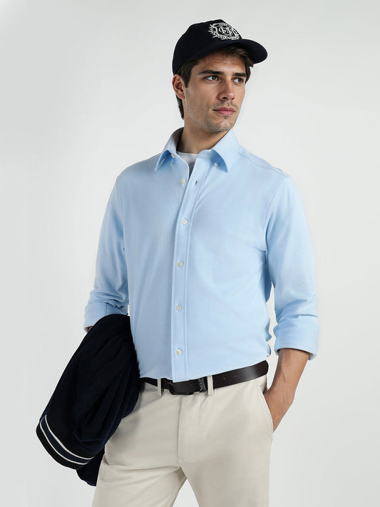 Gant Men Blue Solid Collar Shirt