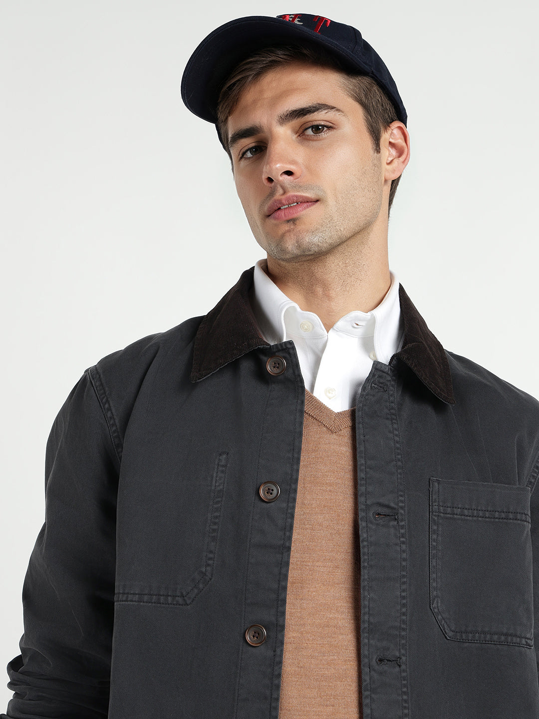 Gant Men Black Solid Collar Shirt