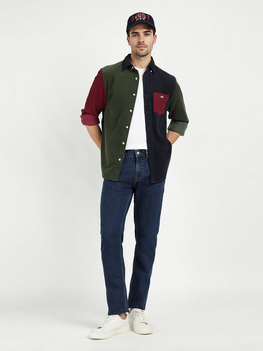 Gant Men Green Colour blocked Collar Shirt