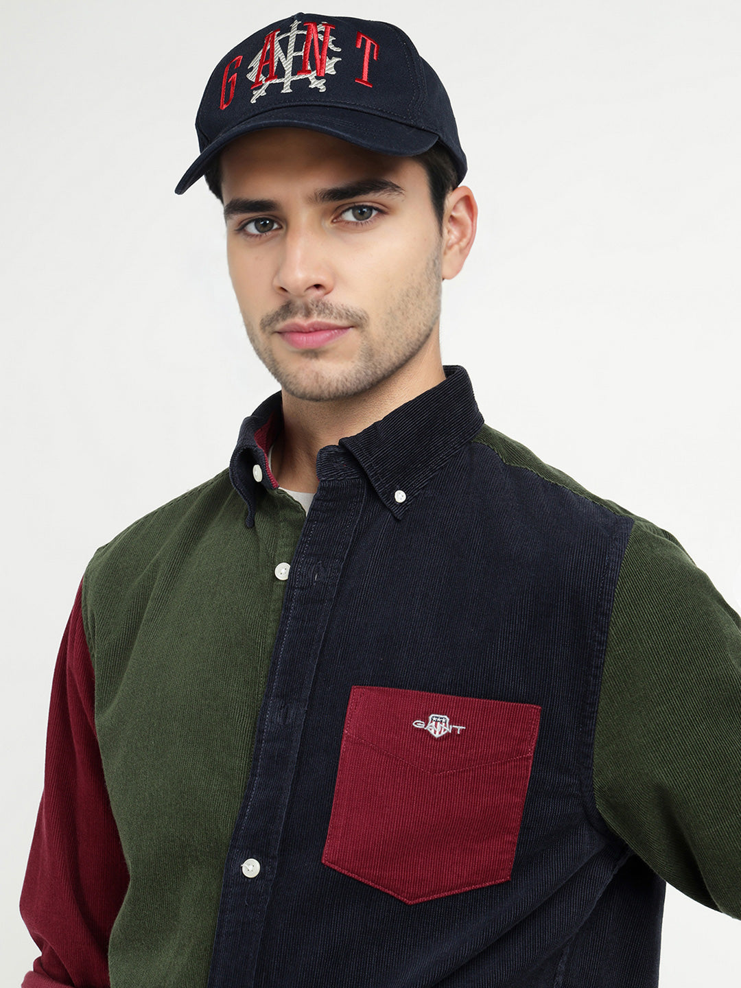 Gant Men Green Colour blocked Collar Shirt