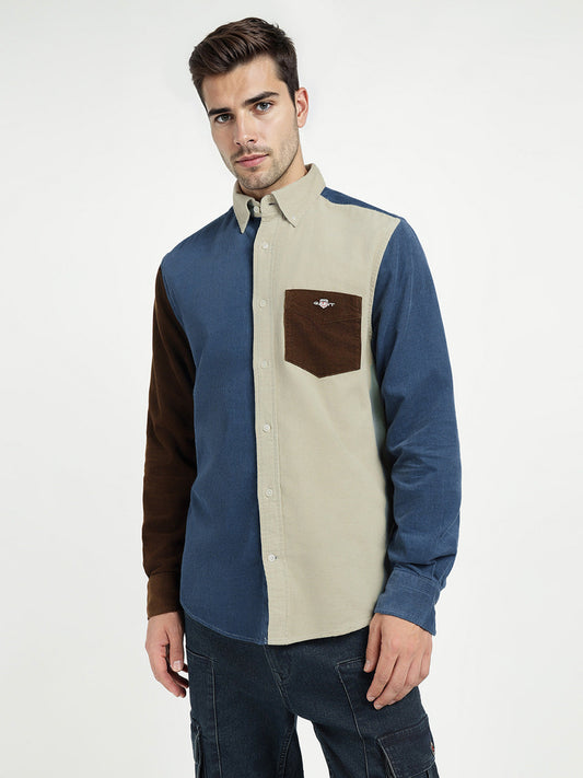 Gant Men Blue Colour blocked Collar Shirt