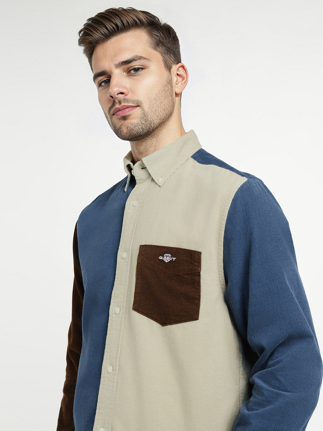 Gant Men Blue Colour blocked Collar Shirt