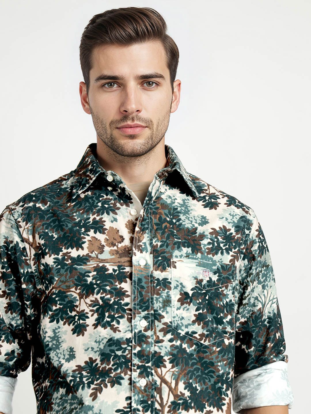 Gant Men Green Printed Collar Shirt