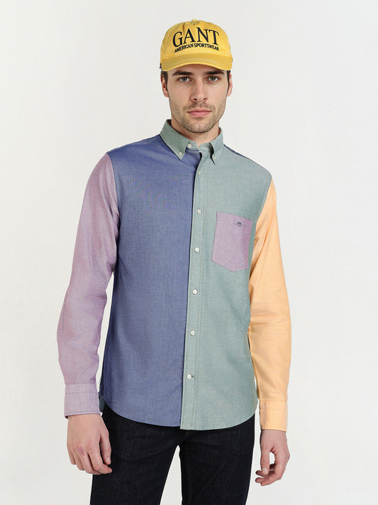 Gant Men Blue Colour blocked Collar Shirt
