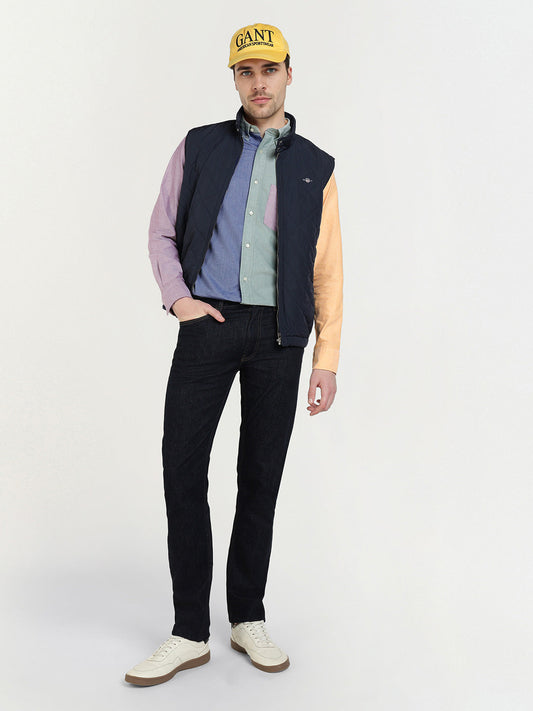 Gant Men Blue Colour blocked Collar Shirt