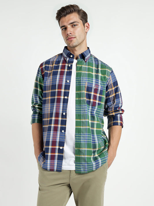 Gant Men Green Colour blocked Collar Shirt