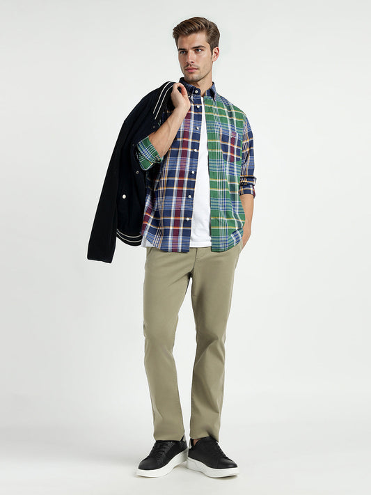 Gant Men Green Colour blocked Collar Shirt