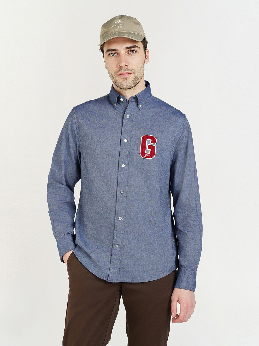 Gant Men Blue Solid Collar Shirt