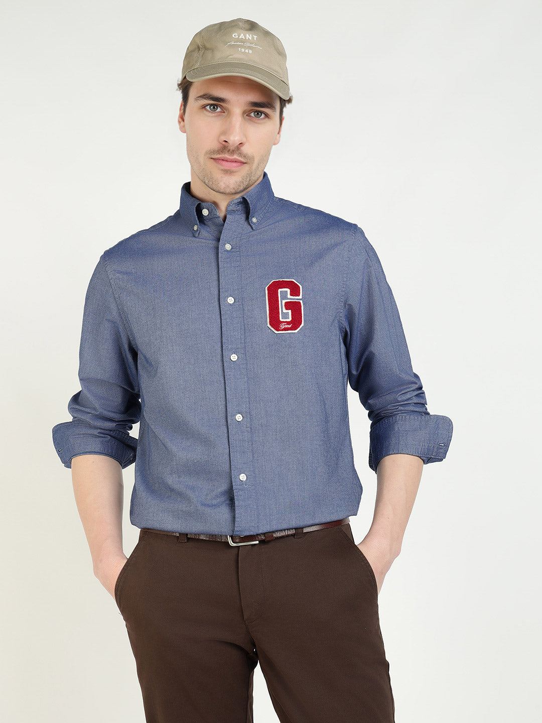 Gant Men Blue Solid Collar Shirt