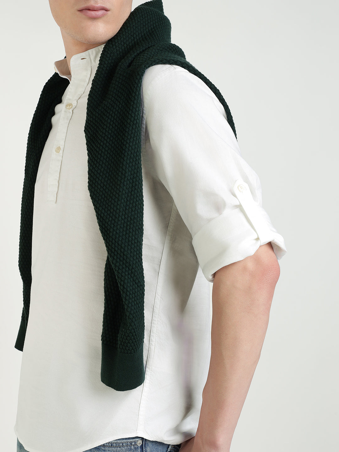 Gant Men White Solid Collar Shirt