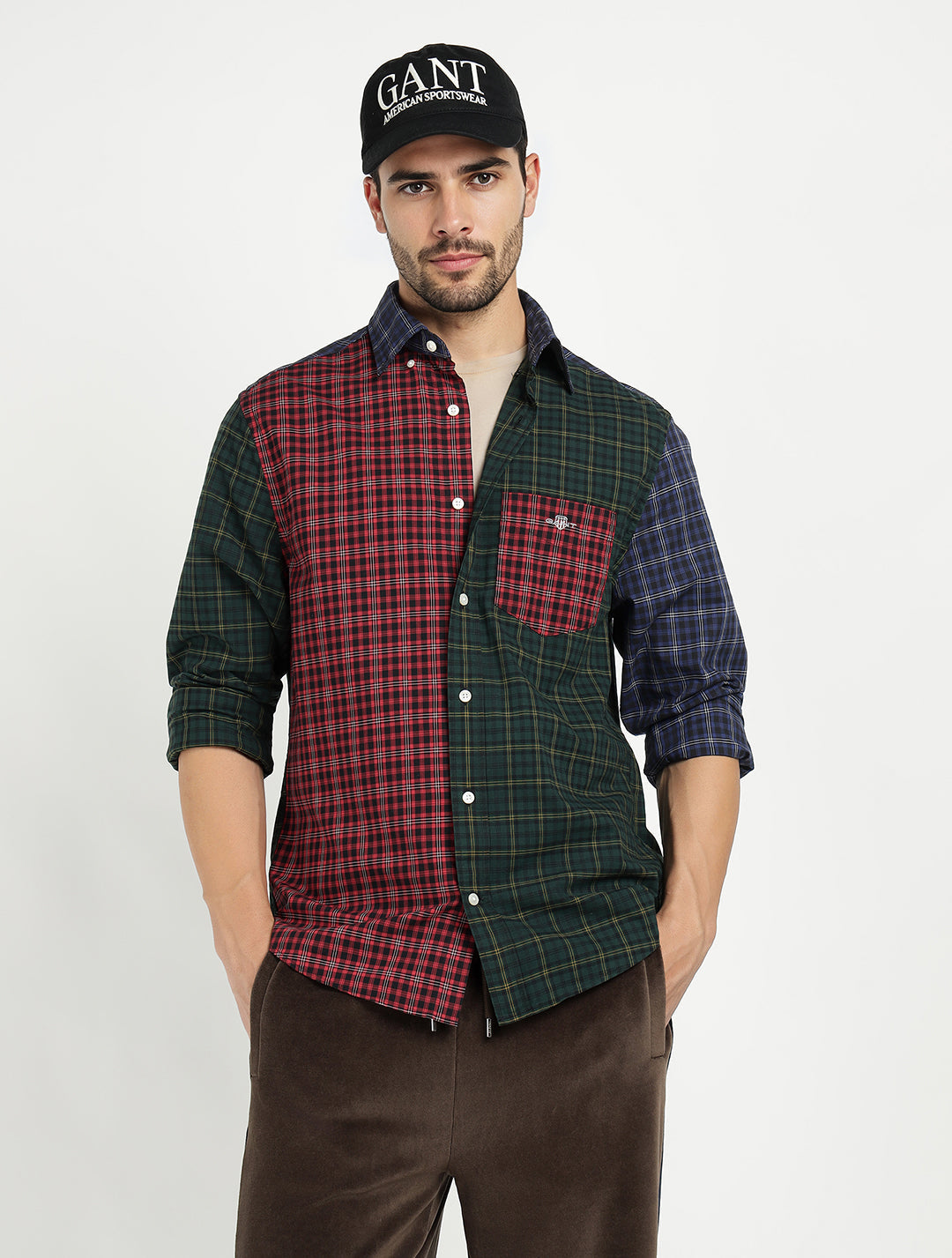 Gant Men Red Colour blocked Collar Shirt
