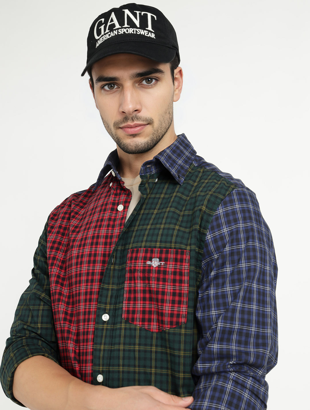 Gant Men Red Colour blocked Collar Shirt