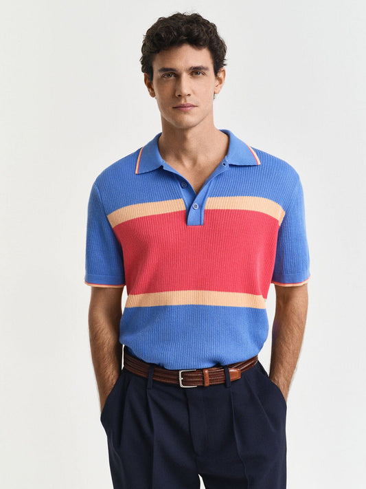 Gant Men Blue Colour blocked Polo Tshirt
