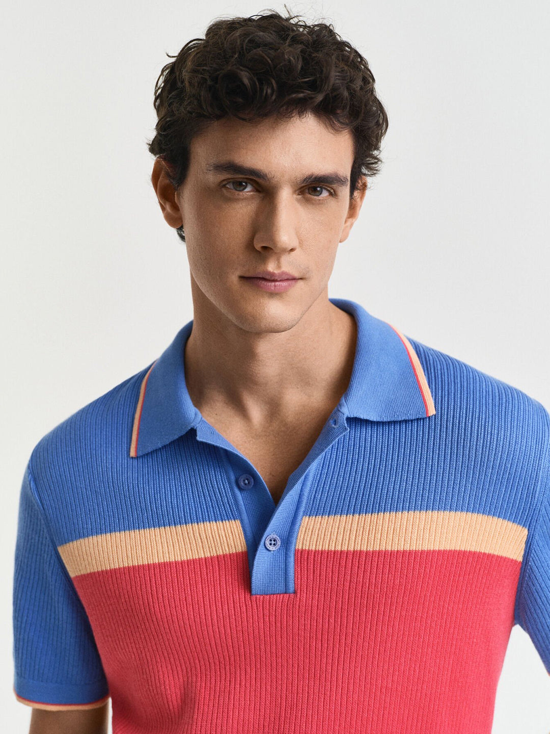 Gant Men Blue Colour blocked Polo Tshirt