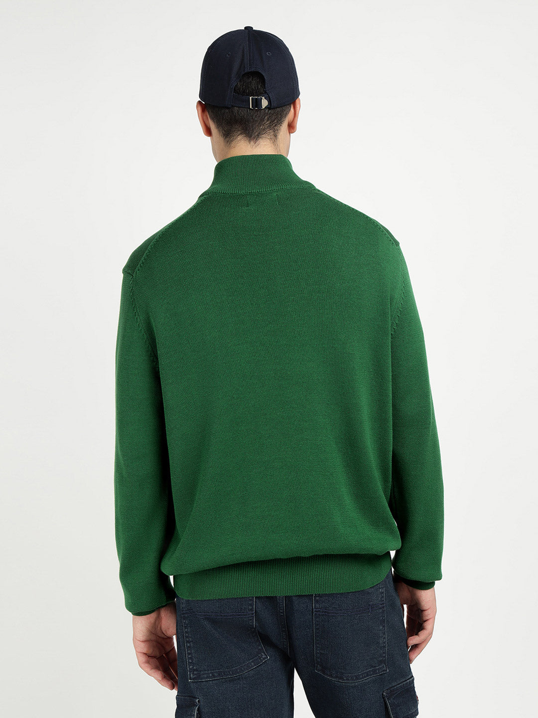 Gant Men Green Solid Half Zip Sweater