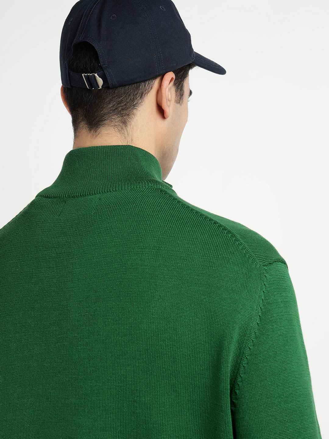 Gant Men Green Solid Half Zip Sweater