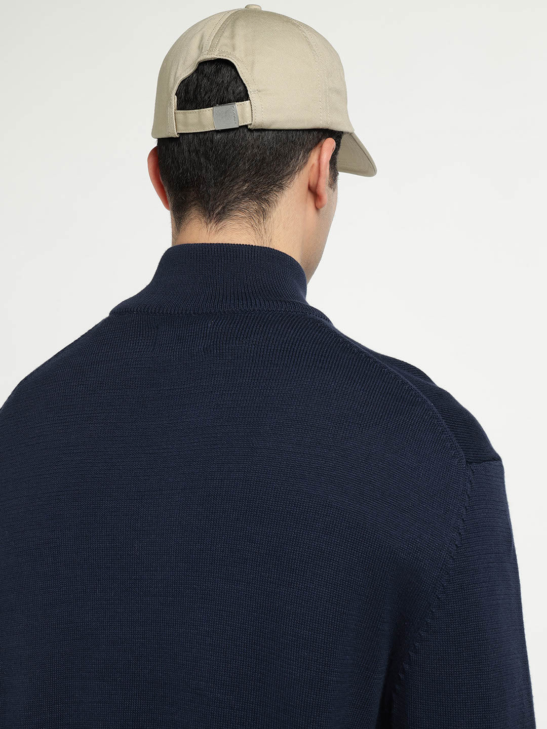 Gant Men Blue Solid Half Zip Sweater