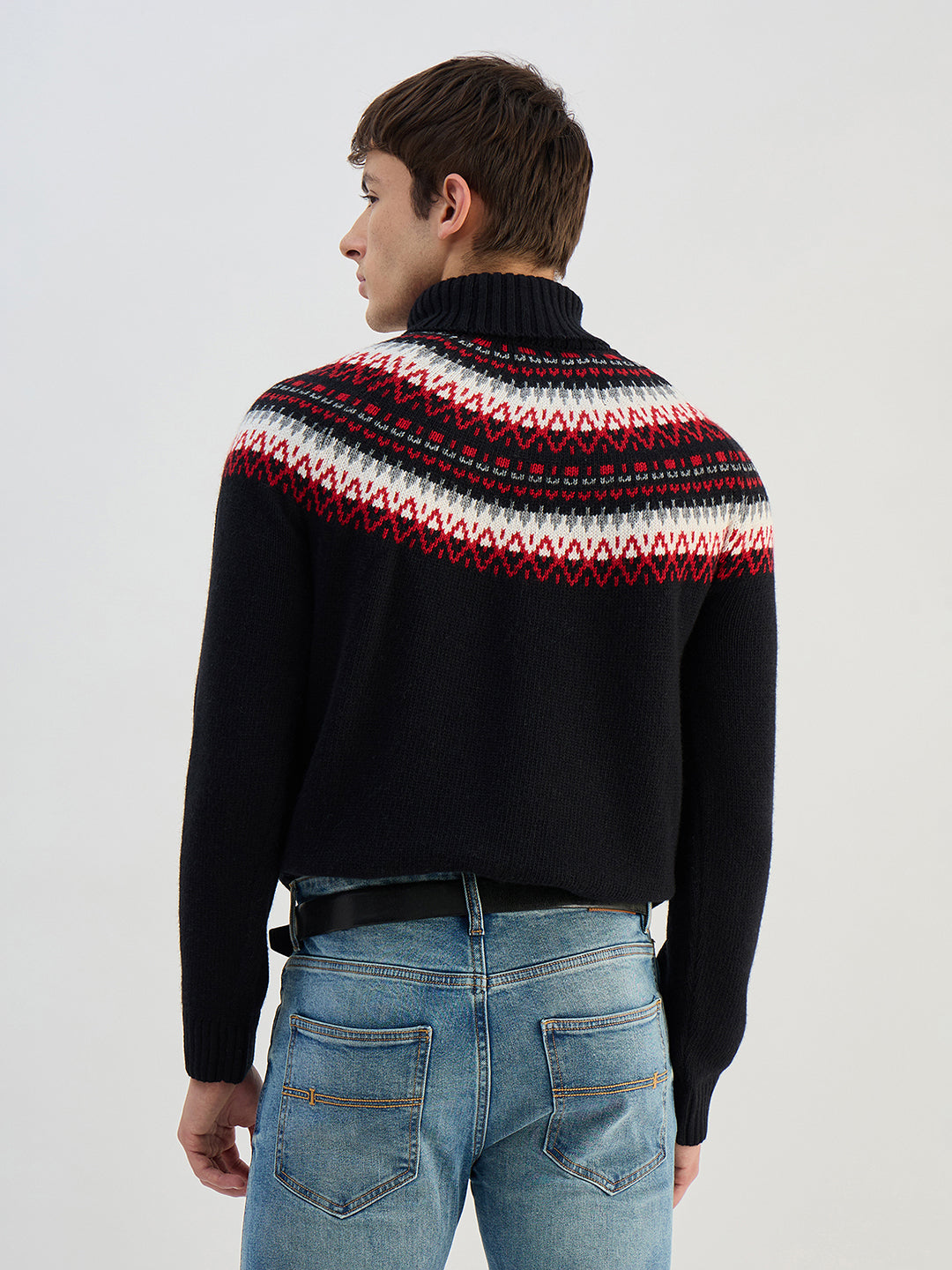 Gant Men Black Textured High Neck Sweater