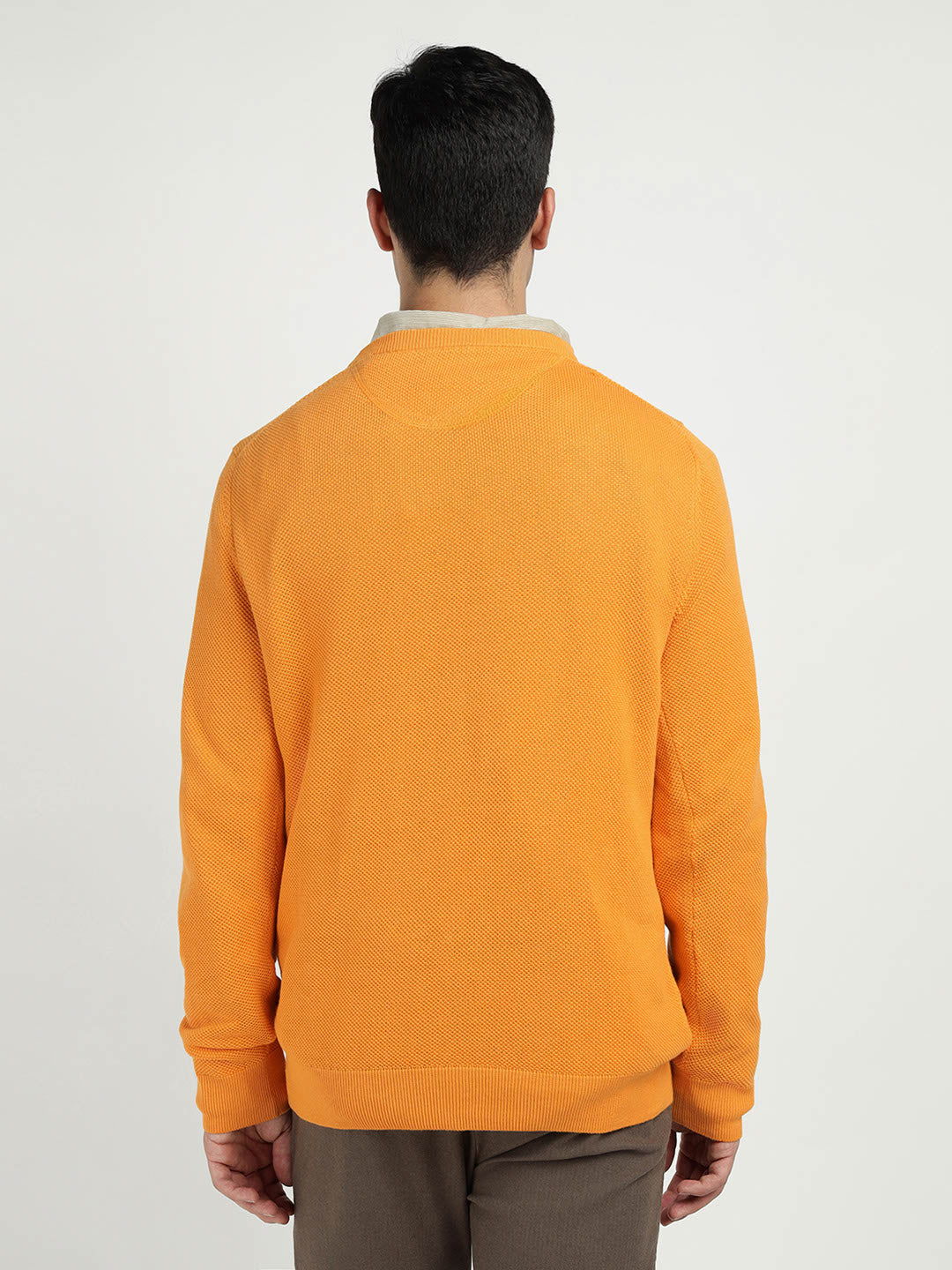 Gant Men Yollow Solid Crew Neck Sweater