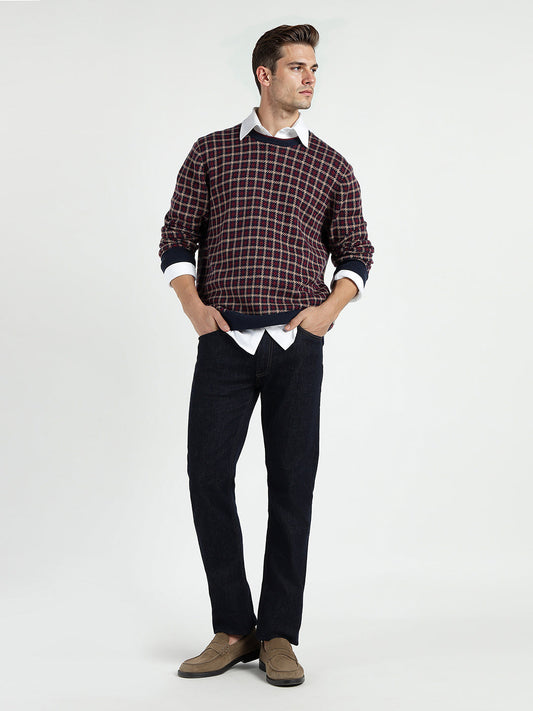 Gant Men Blue Solid Crew Neck Sweater