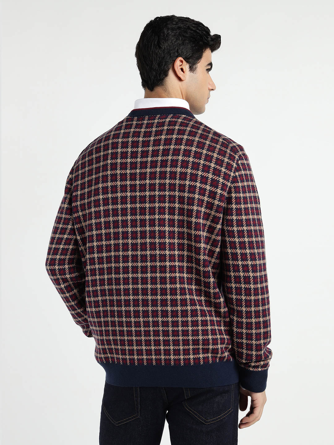 Gant Men Blue Solid Crew Neck Sweater