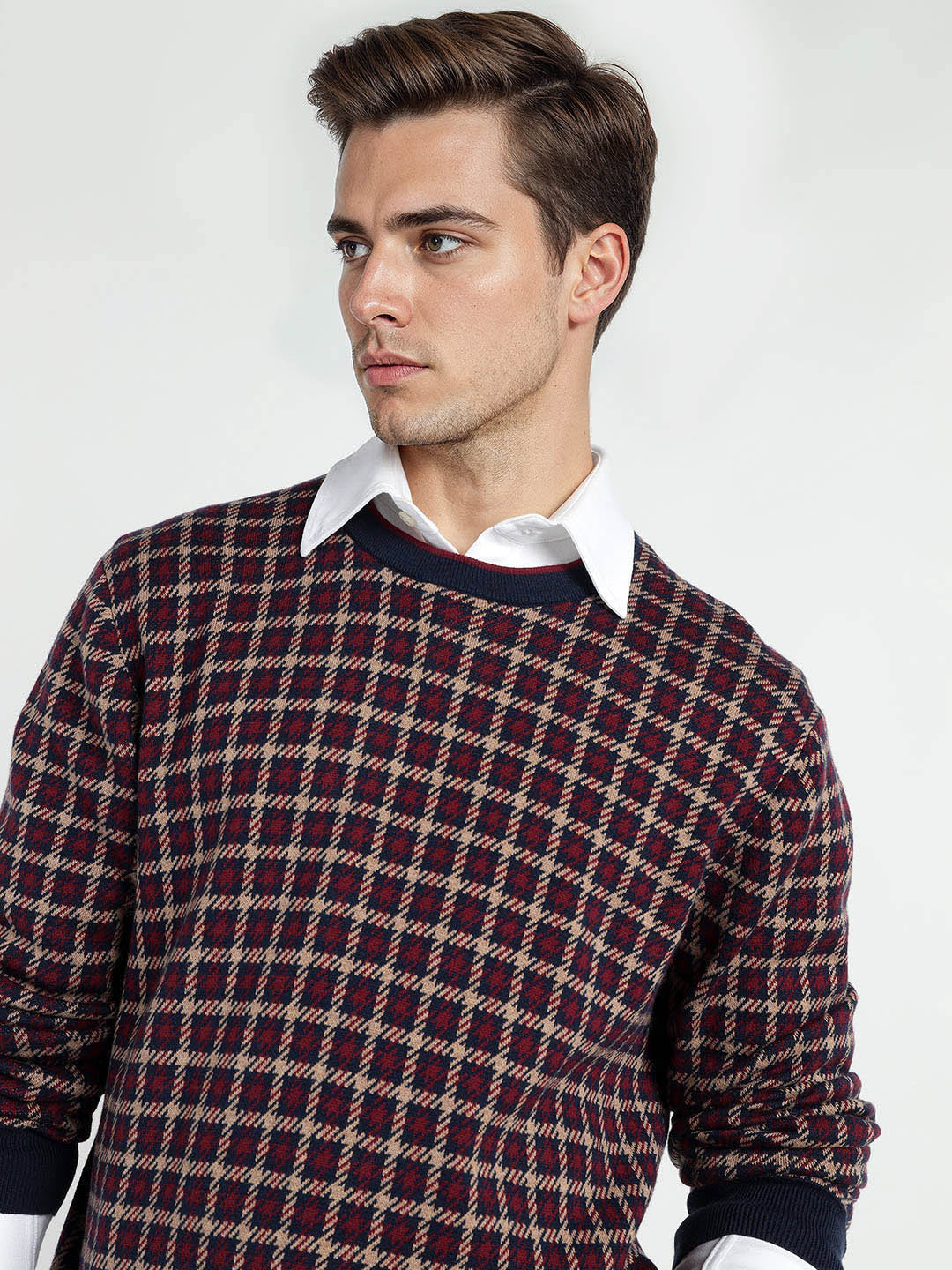 Gant Men Blue Solid Crew Neck Sweater