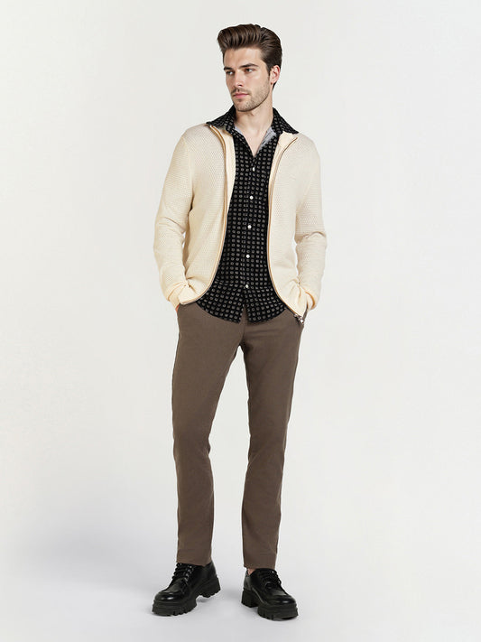 Gant Men Cream Solid Collar Sweater
