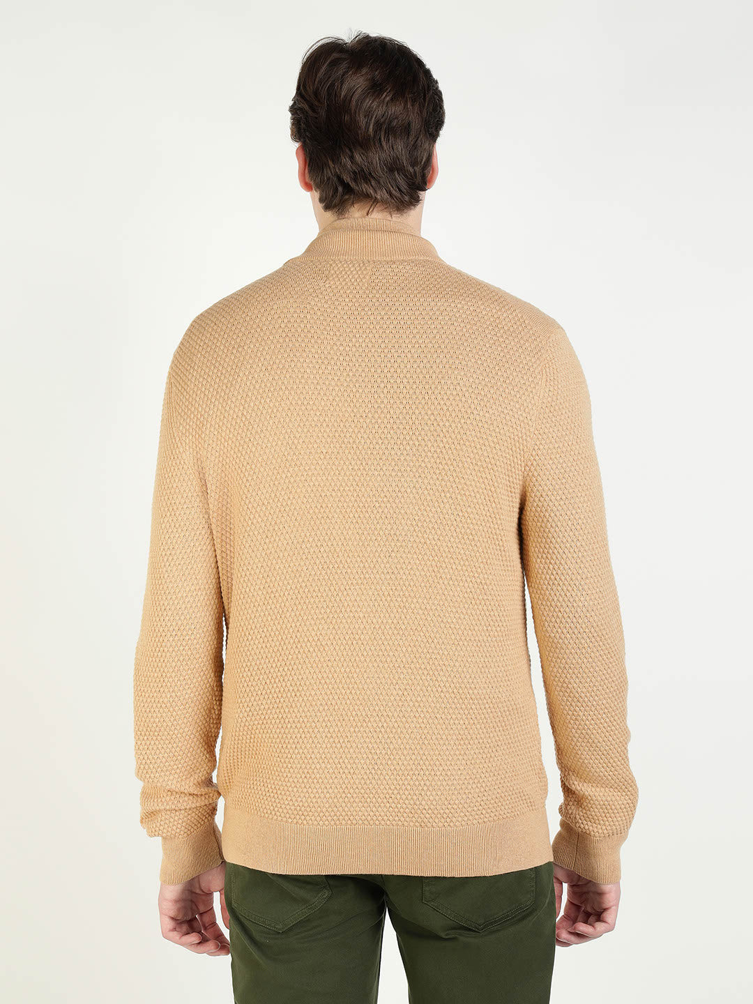 Gant Men Khaki Solid Collar Sweater