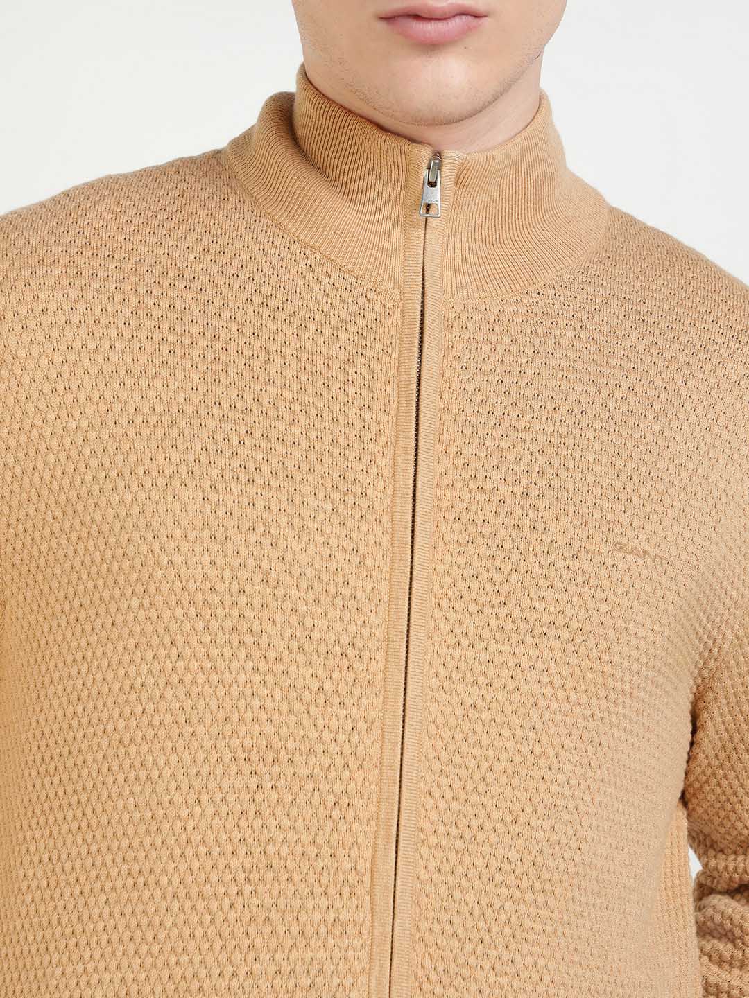 Gant Men Khaki Solid Collar Sweater