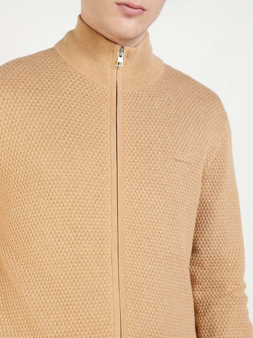 Gant Men Khaki Solid Collar Sweater