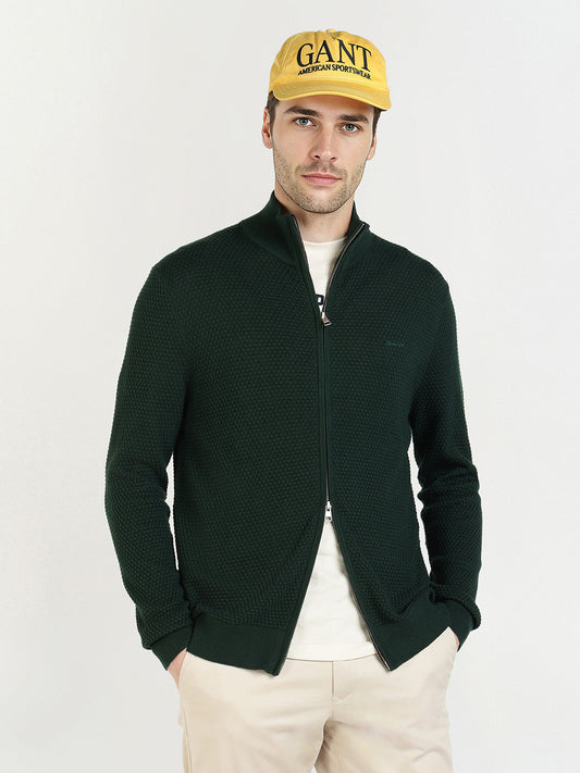 Gant Men Green Solid Collar Sweater