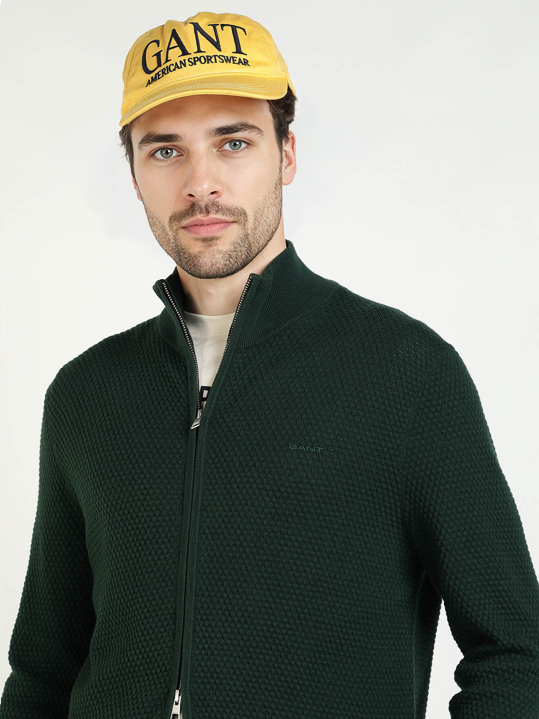 Gant Men Green Solid Collar Sweater