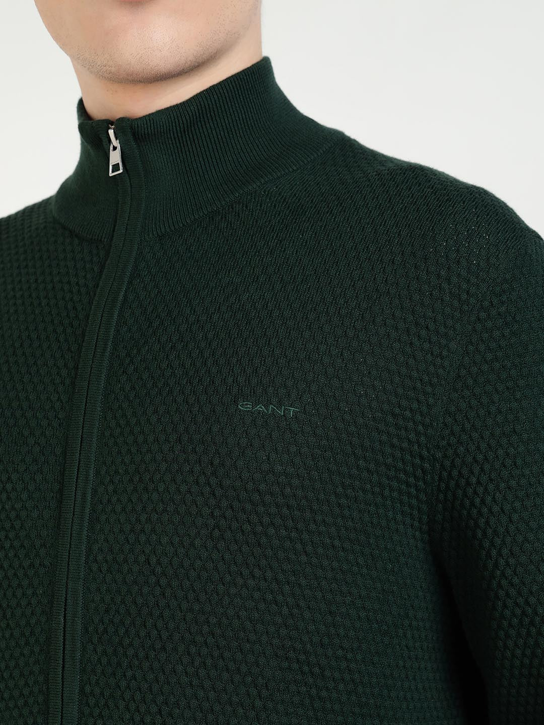 Gant Men Green Solid Collar Sweater