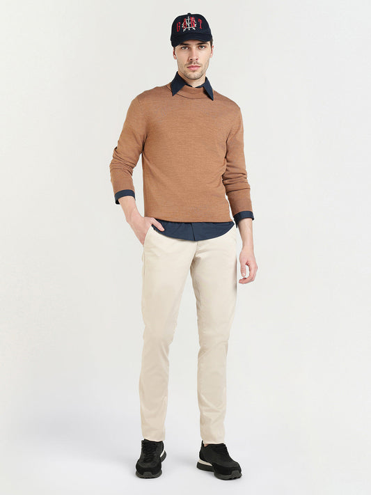 Gant Men Beige Solid Turtle Neck Sweater
