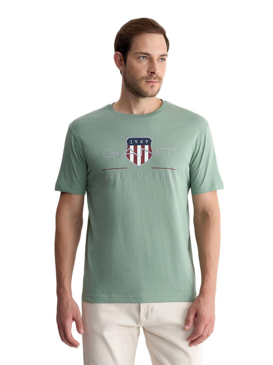 Gant Men Green Regular Fit Graphic Pure Cotton Tshirt