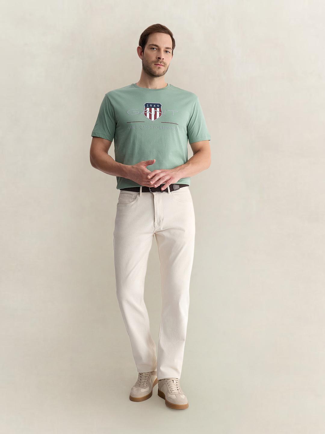 Gant Men Green Regular Fit Graphic Pure Cotton Tshirt