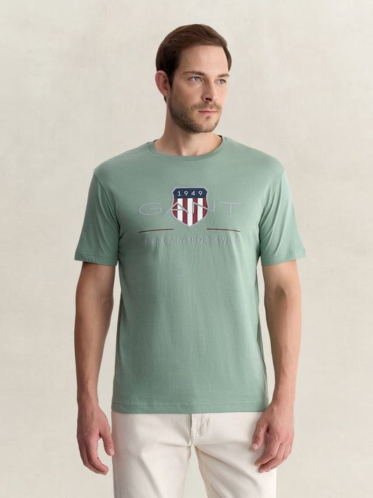 Gant Men Green Regular Fit Graphic Pure Cotton Tshirt