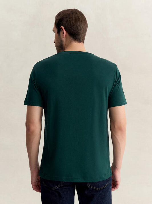 Gant Men Green Regular Fit Printed Pure Cotton Tshirt