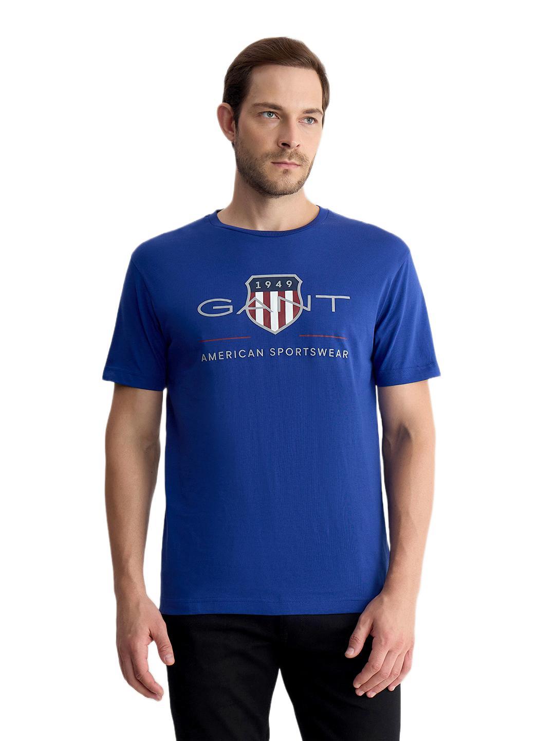 Gant Men Blue Regular Fit Graphic Pure Cotton Tshirt