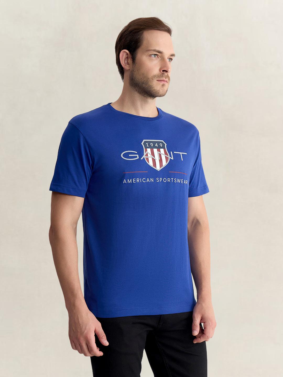 Gant Men Blue Regular Fit Graphic Pure Cotton Tshirt